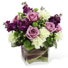 White And Purple Blooms Flower Vase