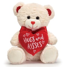White Teddy Bear with Heart Plush