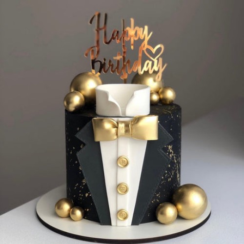 Elegant Black Tuxedo Cake