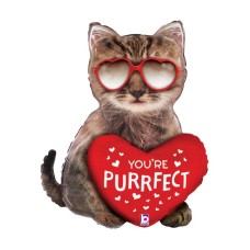 Purrfect Cat Shape Heart Balloon