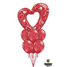 Large Red Balloon Heart Bouquet