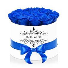 20 Blue Roses in Round Gift Box (100 Roses)