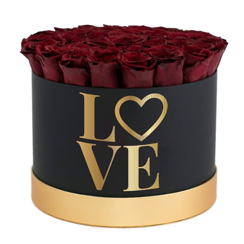 LOVE' Red Roses Round Box (30 Roses)