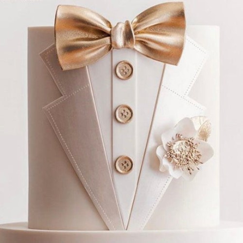 Elegant White Tuxedo Cake