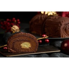 Dark Chocolate Pistachio Choux Log Cake