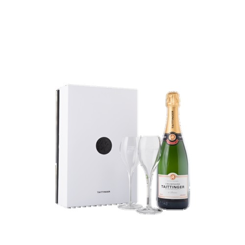 Taittinger Brut Reserve Gift Pack with 2 Flutes