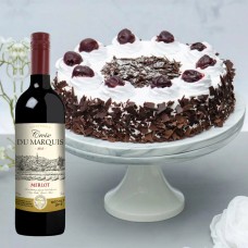 Large Black Forest Cake and French Red Wine