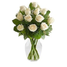 Dozen White Roses Bouquet