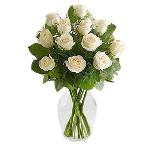 Dozen White Roses Bouquet