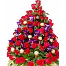 48 Roses Cadbury-Ferrero Bouquet