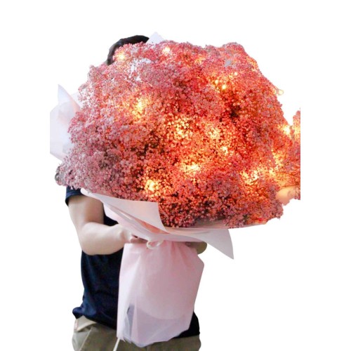 Pink Baby's Breath Fairy Lights Giant Bouquet