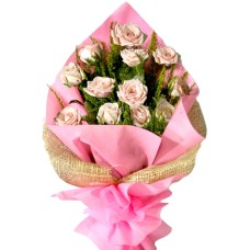12 Baby Pink Roses Bouquet