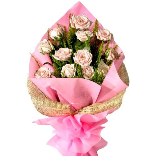 12 Baby Pink Roses Bouquet