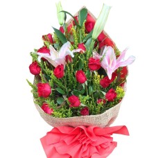24 Roses & Stargazer bouquet