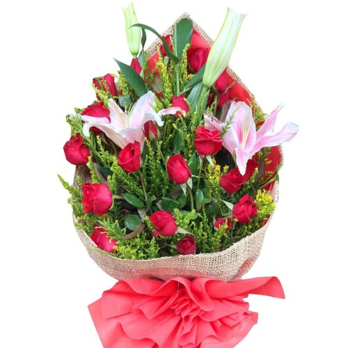 24 Roses & Stargazer bouquet
