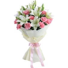 Valentine's Carnations & Casablanca Lilies Bouquet