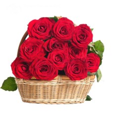 10 Red Ecuadorian Roses Basket