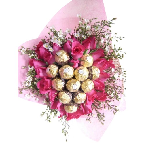 Roses & Chocolates Heart Bouquet - Best Seller!