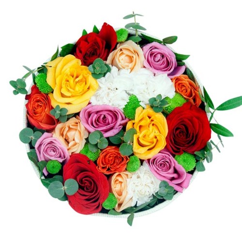 Assorted Roses Round Box