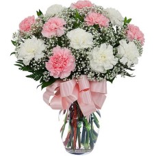White and Pink Carnations Bouquet