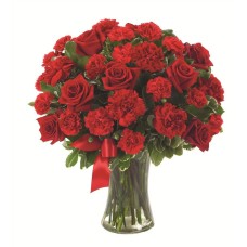 20 Red Carnations & 12 Red Roses Bouquet