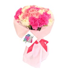 30 Pretty in Pink & White Carnations Bouquet