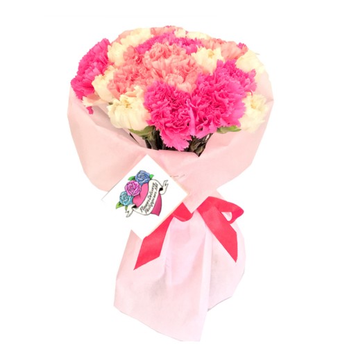 30 Pretty in Pink & White Carnations Bouquet