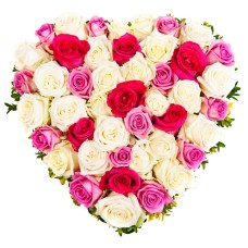 50 Ecuadorian Roses Heart Bouquet