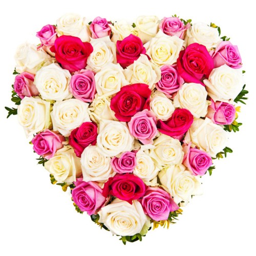 50 Ecuadorian Roses Heart Bouquet