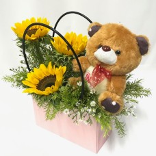 Sunflowers & Teddy Handbag
