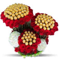 Giant 72 Roses, 40 Carnations & 100 Ferrero Basket Bouquet