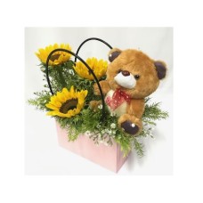 Sunflowers and Teddy Handbag