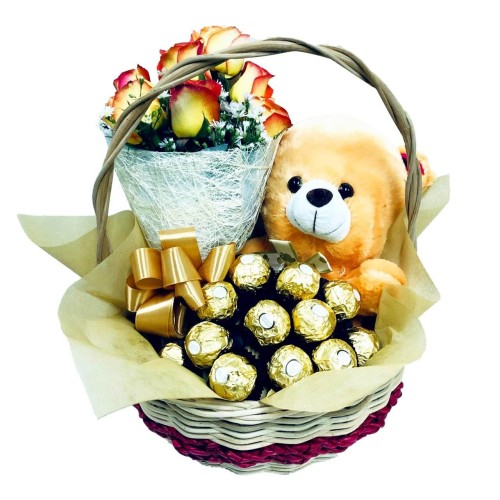 Korean Roses Gold Basket