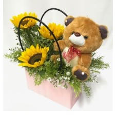 Sunflowers & Teddy Handbag