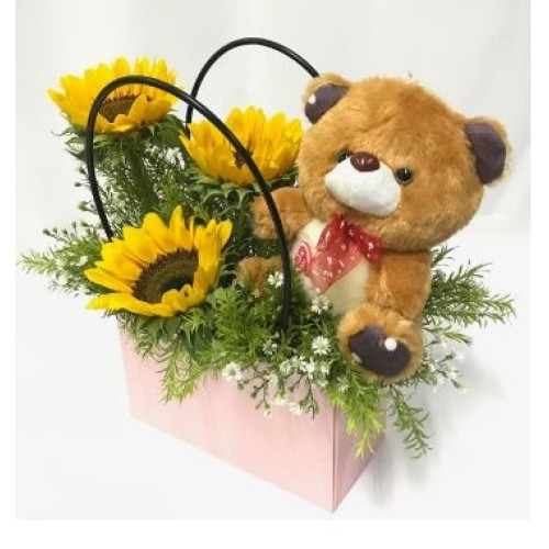 Sunflowers & Teddy Handbag