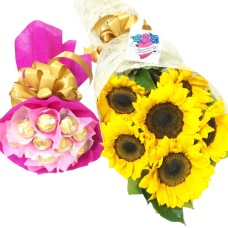Sunflowers & Ferrero Bouquet Package - Best Seller!