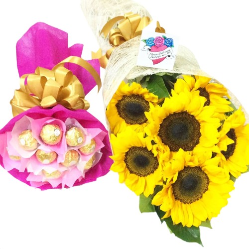 Sunflowers & Ferrero Bouquet Package - Best Seller!