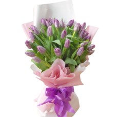20 Violet Tulips Bouquet