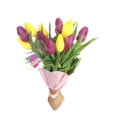 10 Yellow and Violet Tulips Bouquet