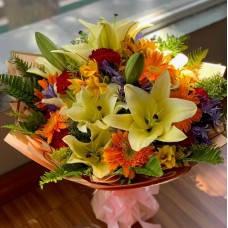 Sunburst Lilies Carnations Daisies Bouquet