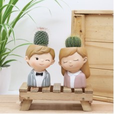 We Make A Prickly Pair (Cactus In Mini Couple Planters)