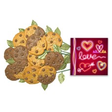 Glowing Heart and Love Cookie Flower Bouquet (12 cookies)