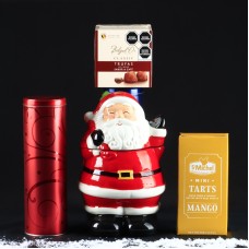 Santa Ceramic Cookie Jar with Cookies and Chocolates