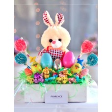 Stuffed Rabbit with lollipops and Easter Eggs