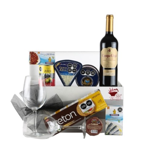 Gift with Red Wine and Variety of Gourmet Products