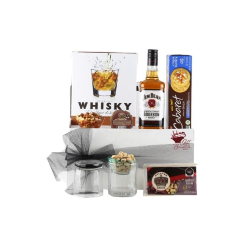 Special Jim Beam Whisky with Accessories Case, Cheese and Gourmet Snacks