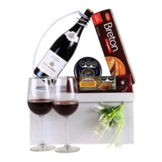 French Wine with Salami and Imported Cheese
