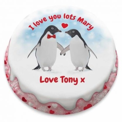 penguin love cake (letterbox gift cakes(serves2-4))