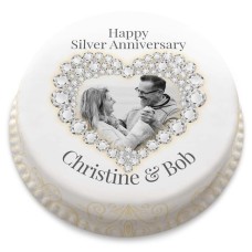 Silver Wedding Anniversary Cake (Large Party Cake (Serves 40-55))