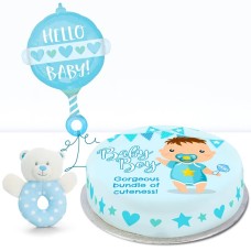 Baby Boy Rattle Gift Set (Large Cake Set (S) Serves 45)